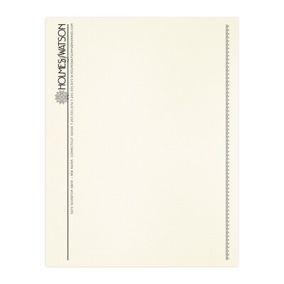 Custom 1 & 2 Color Letterhead, 8.5 x 11, CLASSIC® Laid Baronial Ivory 24# Stock, 1 Standard Ink, F