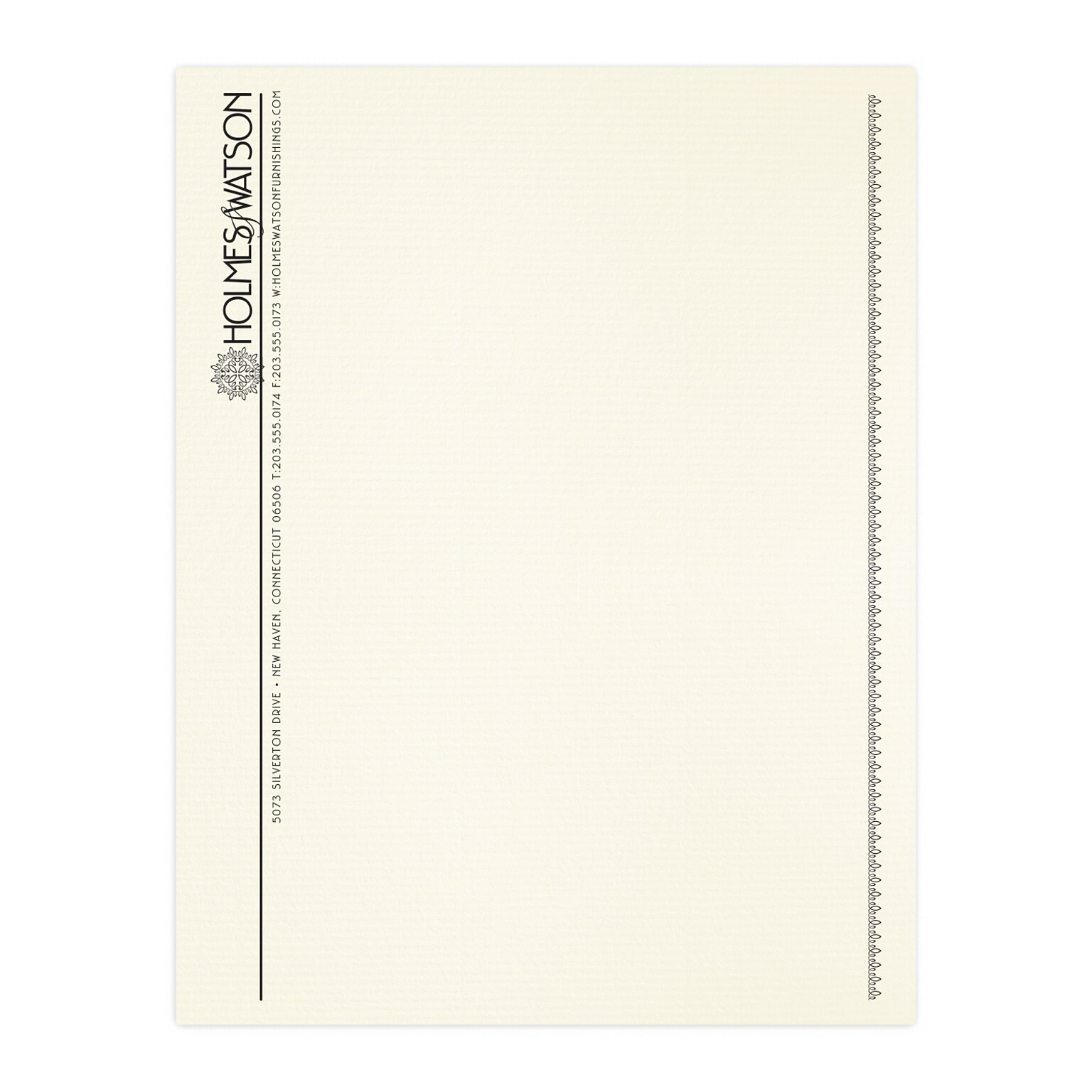 Custom 1 & 2 Color Letterhead, 8.5 x 11, CLASSIC® Laid Baronial Ivory 24# Stock, 1 Standard Ink, Flat Print