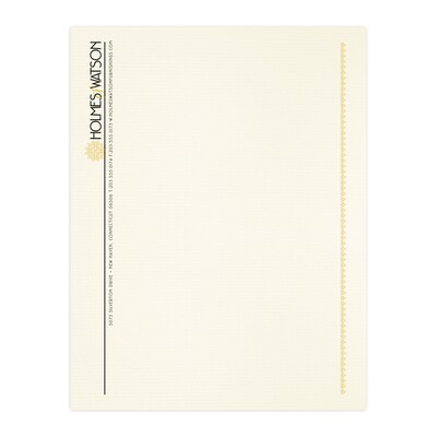 Custom 1 & 2 Color Letterhead, 8.5 x 11, CLASSIC® Laid Baronial Ivory 24# Stock, 1 Standard and 1