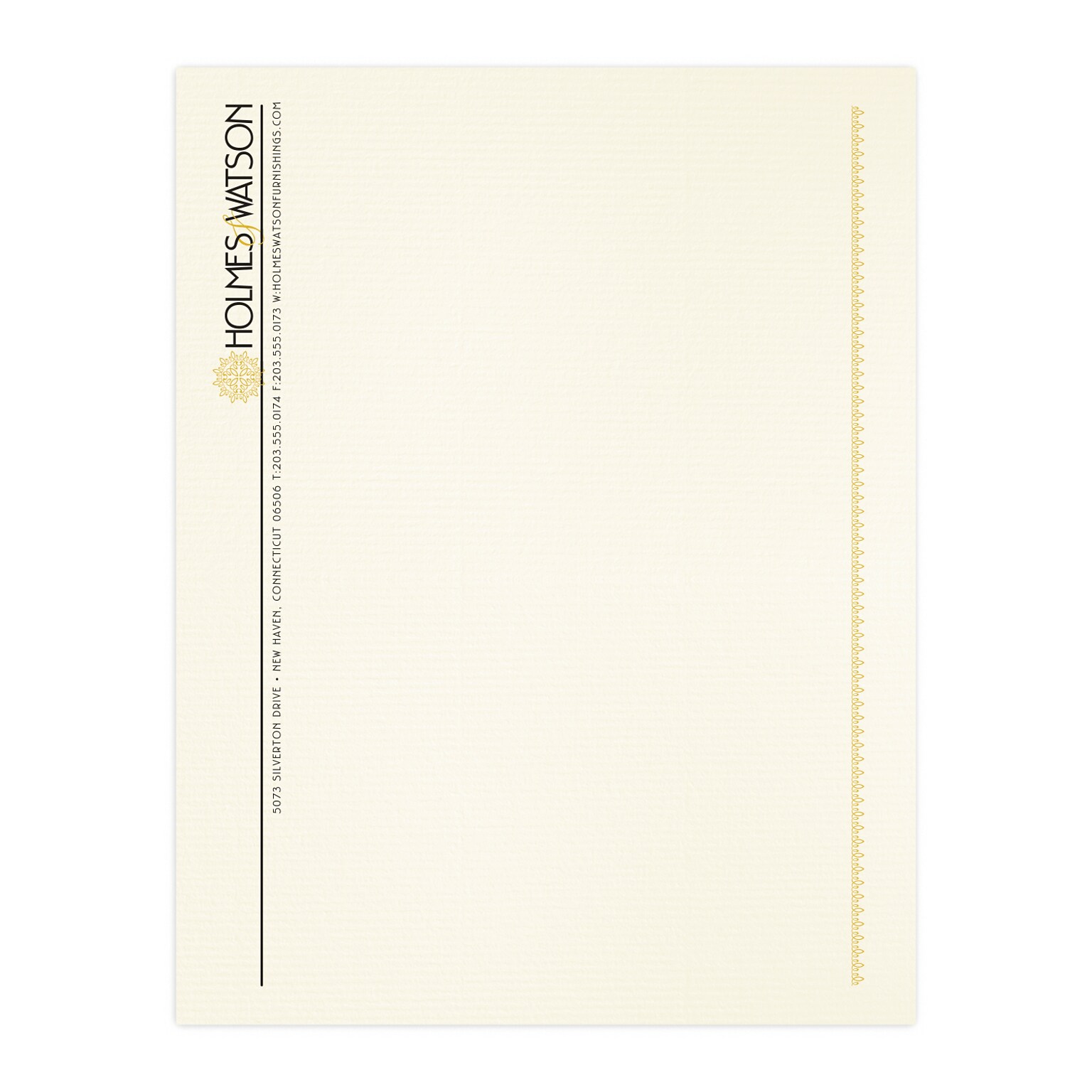 Custom 1 & 2 Color Letterhead, 8.5 x 11, CLASSIC® Laid Baronial Ivory 24# Stock, 1 Standard and 1 Custom Inks, Flat Print