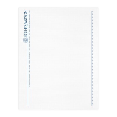 Custom 1 & 2 Color Letterhead, 8.5 x 11, CLASSIC® Laid Solar White 24# Stock, 1 Custom Ink, Flat P