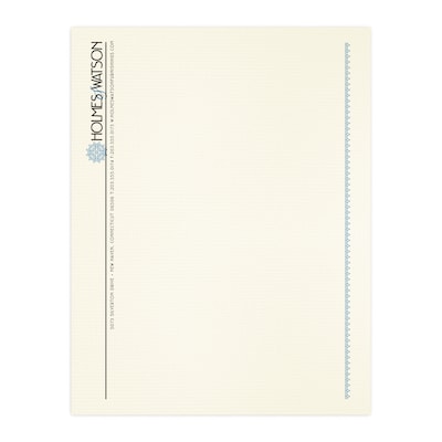 Custom 1 & 2 Color Letterhead, 8.5 x 11, CLASSIC® Laid Baronial Ivory 24# Stock, 2 Standard Inks,