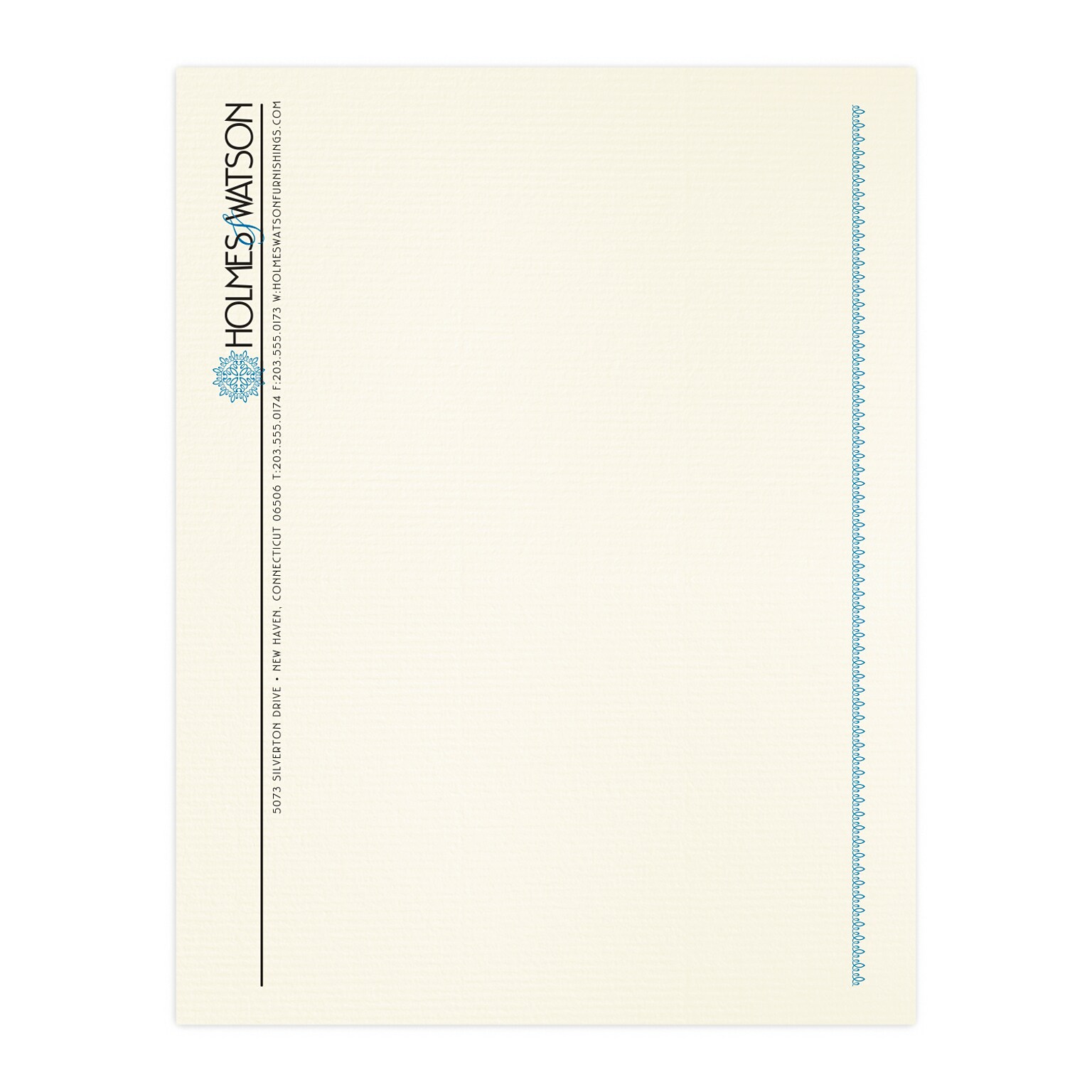 Custom 1 & 2 Color Letterhead, 8.5 x 11, CLASSIC® Laid Baronial Ivory 24# Stock, 2 Standard Inks, Flat Print