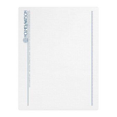 Custom 1 & 2 Color Letterhead, 8.5 x 11, CLASSIC® Linen Solar White 24# Stock, 1 Custom Ink, Flat