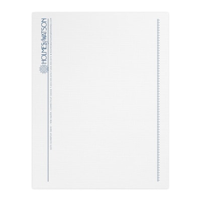 Custom 1 & 2 Color Letterhead, 8.5 x 11, CLASSIC® Linen Solar White 24# Stock, 1 Custom Ink, Flat