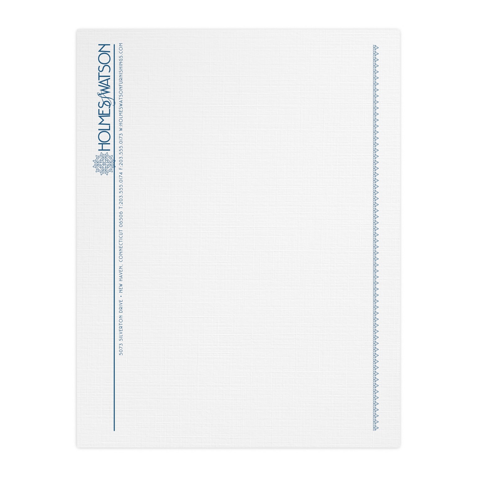 Custom 1 & 2 Color Letterhead, 8.5 x 11, CLASSIC® Linen Solar White 24# Stock, 1 Custom Ink, Flat Print