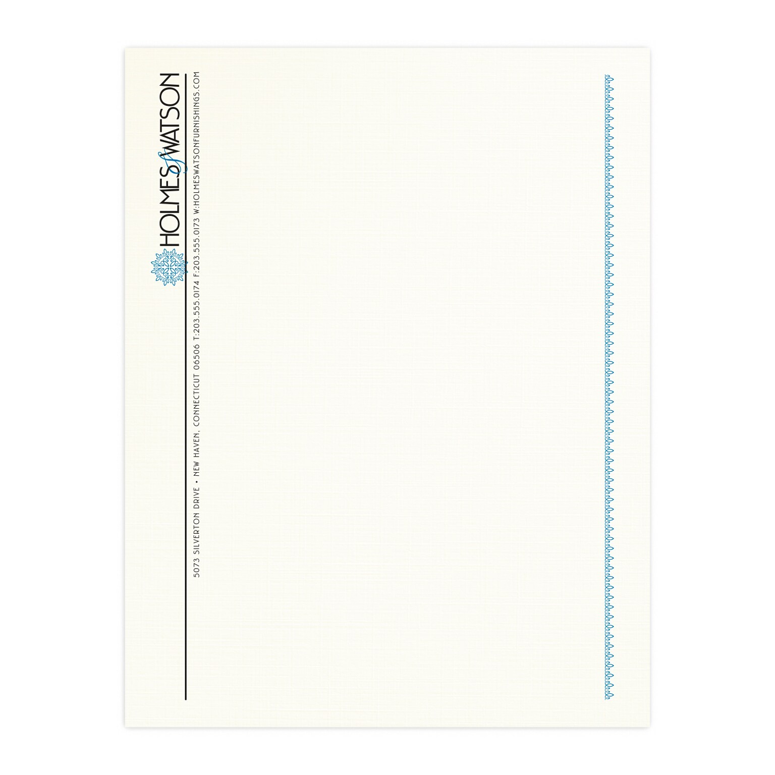 Custom 1 & 2 Color Letterhead, 8.5 x 11, CLASSIC® Linen Natural White 24# Stock, 2 Standard Inks, Flat Print