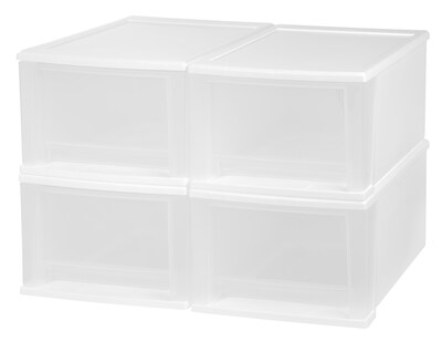 IRIS 17 Qt. Stacking Drawer, White, 4/PK (129899)