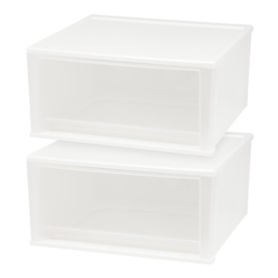 IRIS 51 Qt. Stacking Drawer, White, 2/PK (585411)