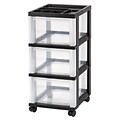 IRIS 3-Drawer Storage Cart with Organizer, Black (585620)