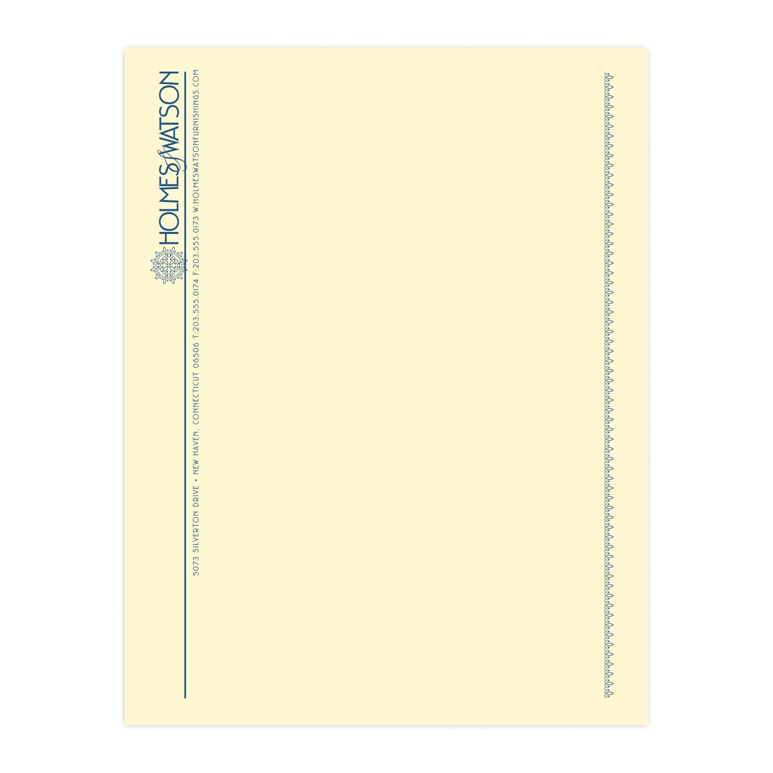 Custom 1 & 2 Color Letterhead, 8.5 x 11, CLASSIC CREST® Baronial Ivory 24# Stock, 1 Custom Ink, Flat Print