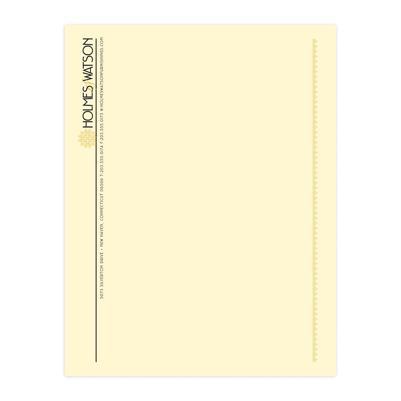 Custom 1 & 2 Color Letterhead, 8.5 x 11, CLASSIC CREST® Baronial Ivory 24# Stock, 1 Standard and 1 Custom Inks, Flat Print