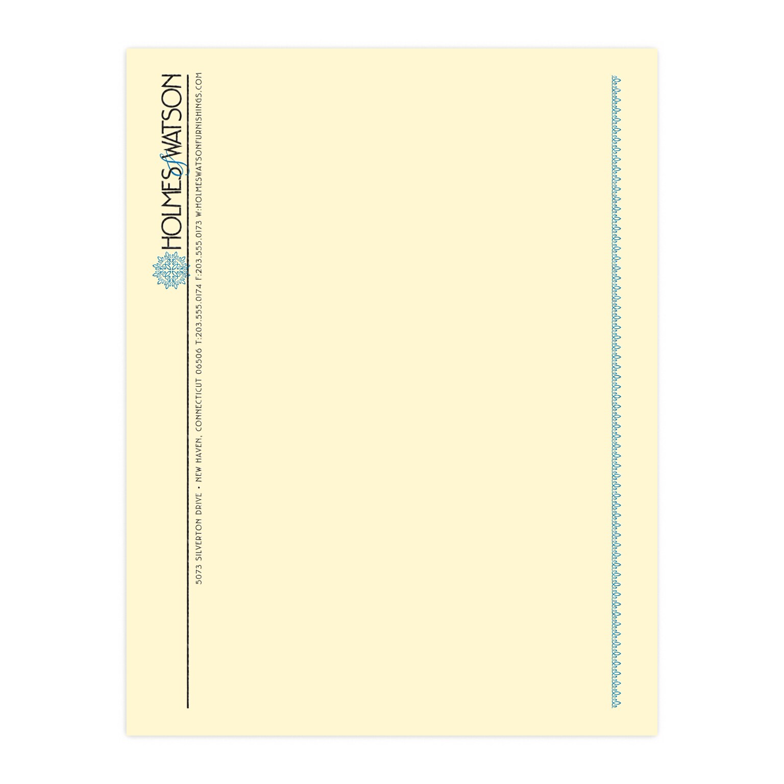 Custom 1 & 2 Color Letterhead, 8.5 x 11, CLASSIC CREST® Baronial Ivory 24# Stock, 2 Standard Inks, Flat Print