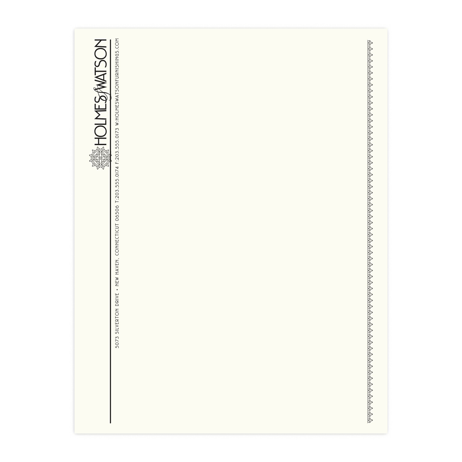 Custom 1 & 2 Color Letterhead, 8.5 x 11, CLASSIC CREST® Natural White 24# Stock, 1 Standard Ink, Flat Print