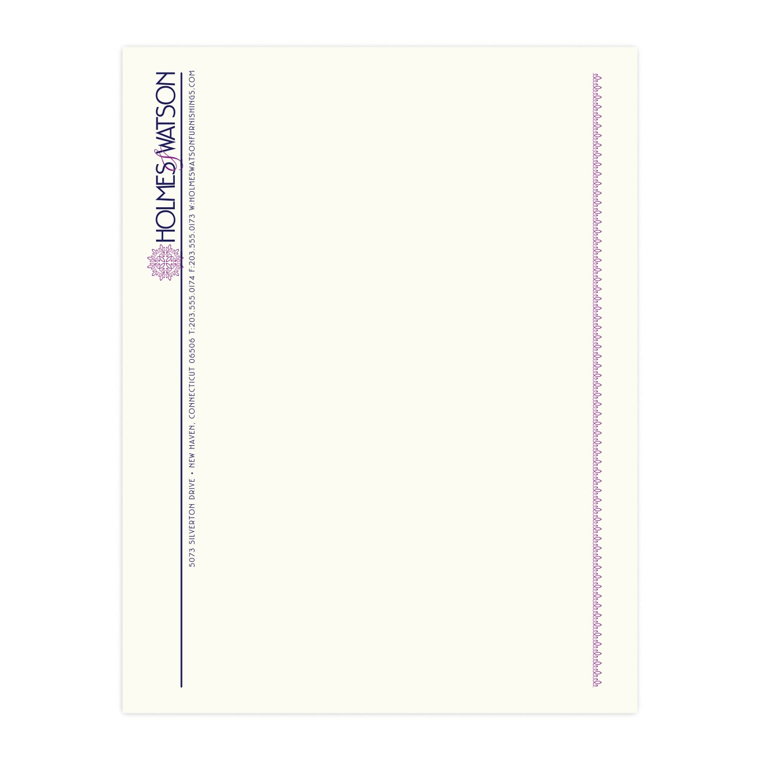 Custom 1 & 2 Color Letterhead, 8.5 x 11, CLASSIC CREST® Natural White 24# Stock, 2 Custom Inks, Flat Print