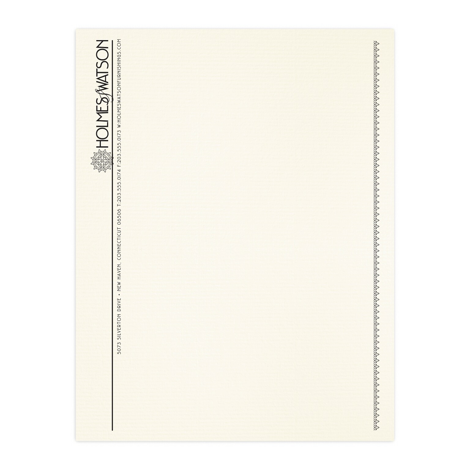 Custom 1 & 2 Color Letterhead, 8.5 x 11, CLASSIC® Laid Natural White 24# Stock, 1 Standard Ink, Flat Print