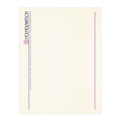 Custom 1 & 2 Color Letterhead, 8.5 x 11, CLASSIC® Laid Natural White 24# Stock, 2 Custom Inks, Fla