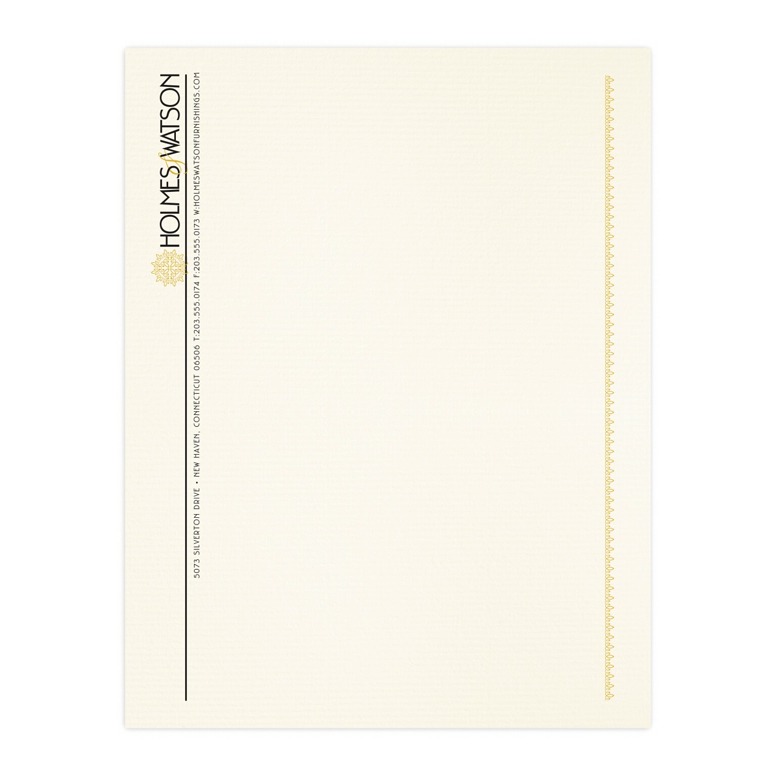 Custom 1 & 2 Color Letterhead, 8.5 x 11, CLASSIC® Laid Natural White 24# Stock, 1 Standard and 1 Custom Inks, Flat Print