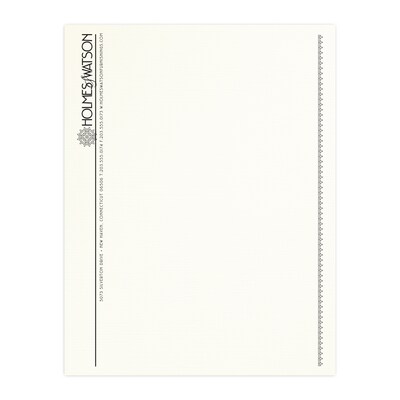 Custom 1 & 2 Color Letterhead, 8.5 x 11, CLASSIC® Linen Natural White 24# Stock, 1 Standard Ink, F
