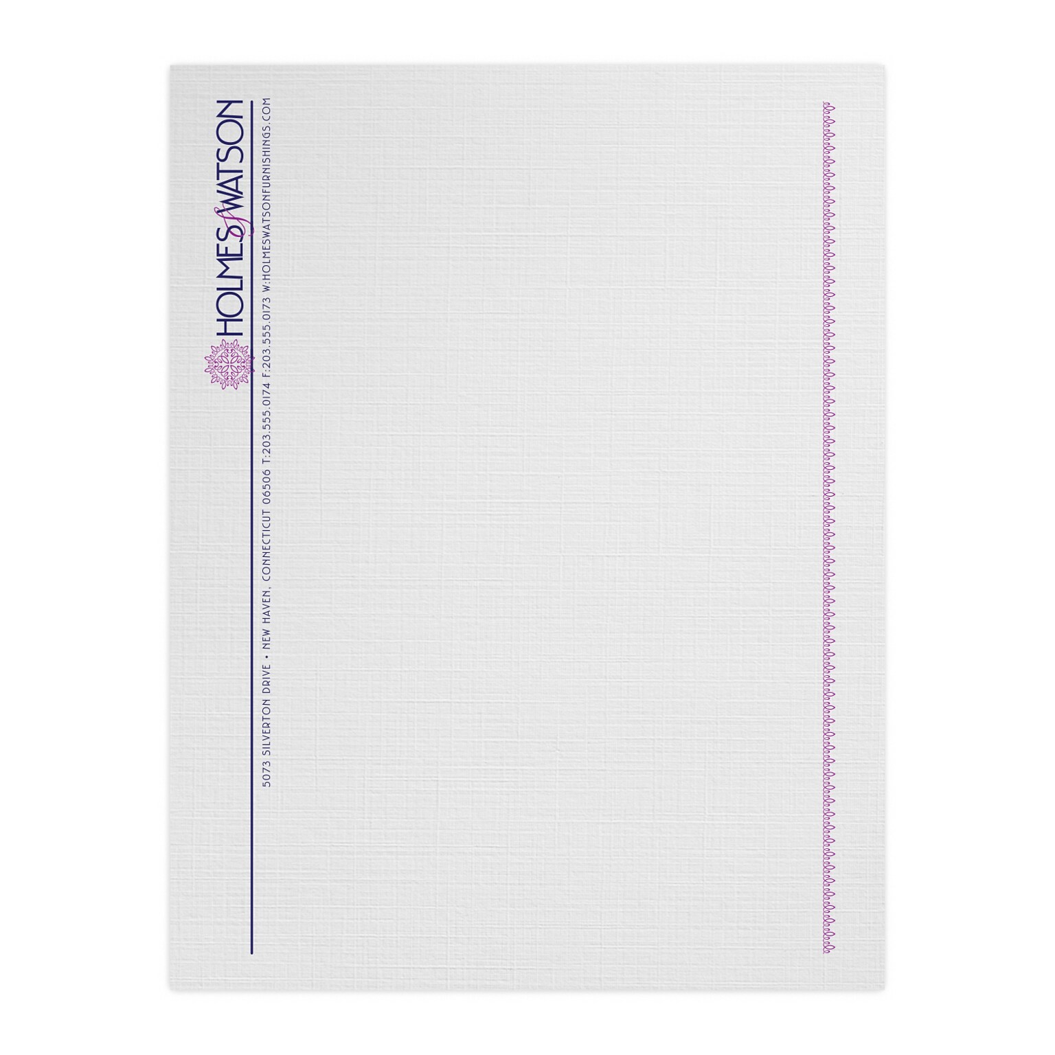 Custom 1 & 2 Color Letterhead, 8.5 x 11, CLASSIC® Linen Antique Gray 24# Stock, 2 Custom Inks, Flat Print