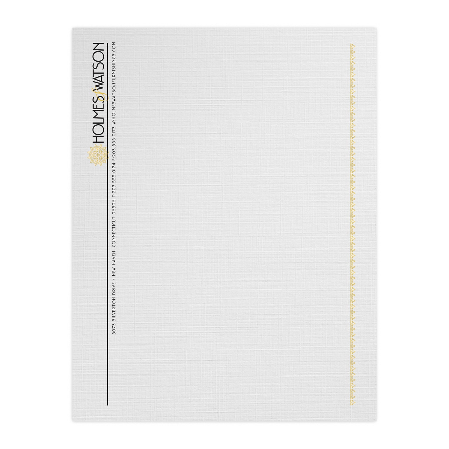 Custom 1 & 2 Color Letterhead, 8.5 x 11, CLASSIC® Linen Antique Gray 24# Stock, 1 Standard and 1 Custom Inks, Flat Print