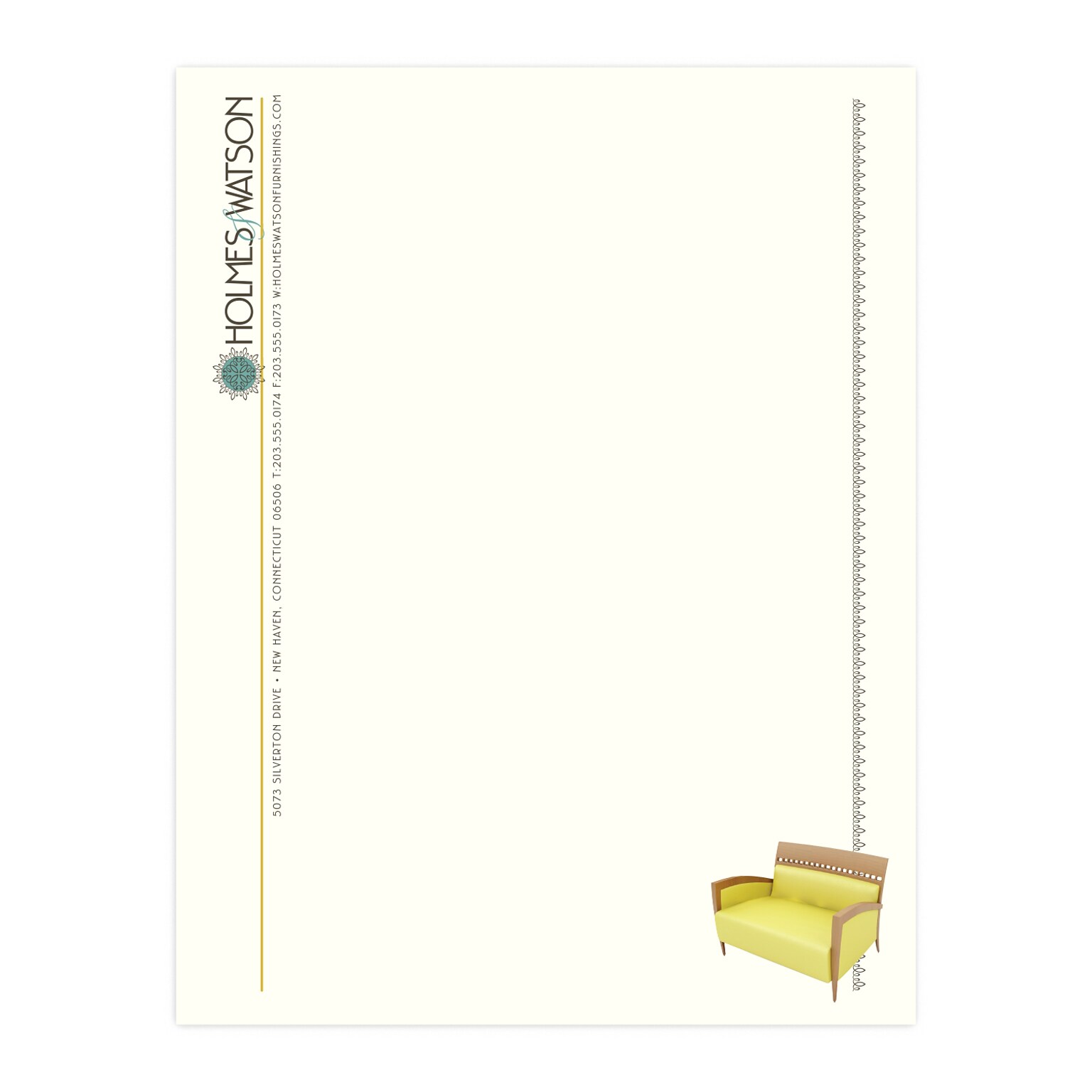 Custom Full Color Letterhead, 8.5 x 11, Strathmore Writing Natural White Wove 24# Stock, Flat Print