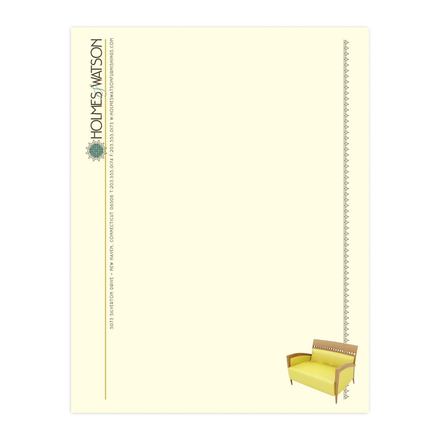 Custom Full Color Letterhead, 8.5 x 11, Natural Smooth 24# Stock, Flat Print