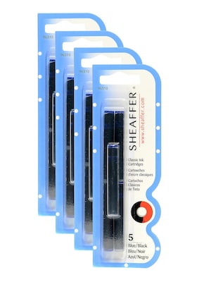 Sheaffer Calligraphy Ink Cartridges, Blue/Black, 4 Packs of 5 Cartridges (4PK-96310)