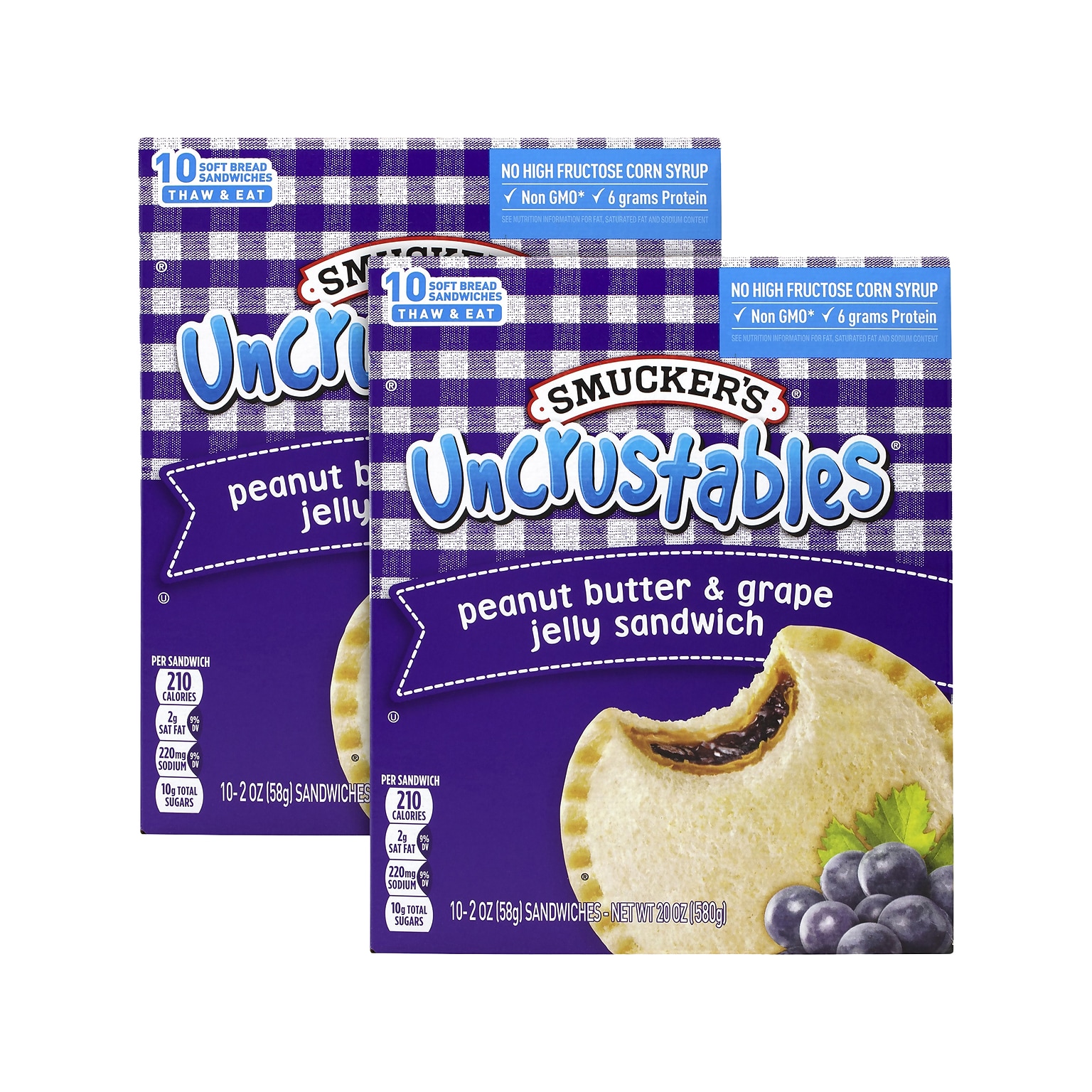 Smuckers Uncrustables Peanut Butter & Grape Jelly Sandwich, 2 oz., 2/Box (903-00135)