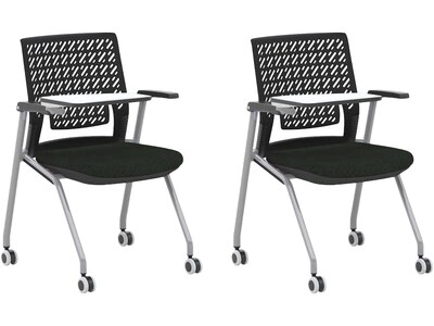 Safco Thesis Plastic Back Fabric Student/School Tablet Chair, Black, 2/Pack (KTX3)