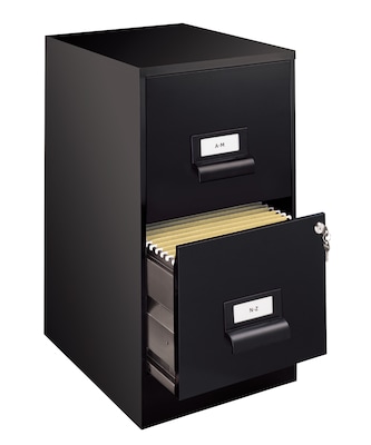 2-Drawer Light Duty Vertical File Cabinet, Locking, Letter, Black, 18D (24576)