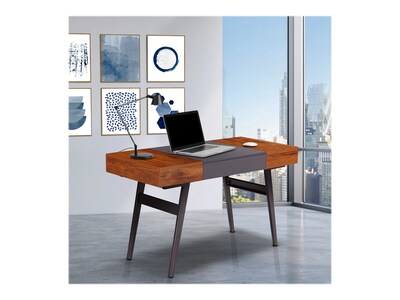 Techni Mobili Expandable 51" MDF Table Desk, Gray/Mahogany (RTA-1854-MAH)