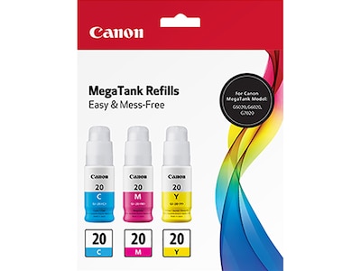 Canon 20 Cyan/Magenta/Yellow Ink Bottle, 3/Pack (3394C003)