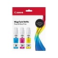 Canon GI-20 Cyan/Magenta/Yellow Standard Yield Ink Cartridge, 3/Pack (3394C003)