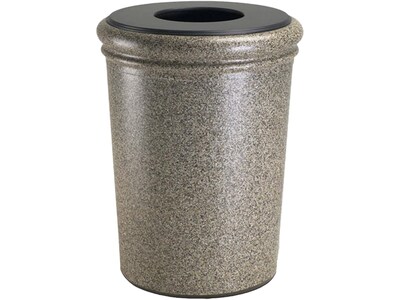 Commercial Zone StoneTec Polymer Concrete Trash Can with Lid, Riverstone, 50 Gal. (720920)
