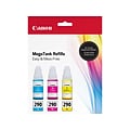 Canon 290 Cyan/Magenta/Yellow Standard Yield Ink Bottle, 3/Pack (1596C005)