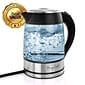 Mega Chef Glass/Stainless Steel Electric Tea Kettle, 1.8 Liter, Black/Silver (93596270M)