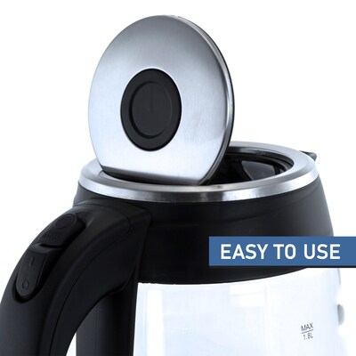 MegaChef 1.7 L Plastic White Electric Tea Kettle Auto Off Drip