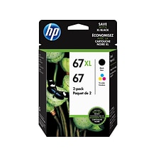 HP 67XL/67 Black High Yield and Tri-Color Standard Yield Ink Cartridge, 2/Pack (3YP30AN#140)