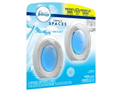 Febreze Small Spaces Solid Air Freshener, Linen & Sky, 0.25 Oz., 2/Pack (93326EA)