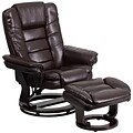 Flash Furniture Contemporary Leather Recliner Chair and Ottoman, Brown