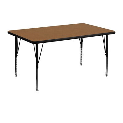 Flash Furniture 30 W x 48 L Rectangular Activity Table, 16 Gauge Tubular Steel, Oak