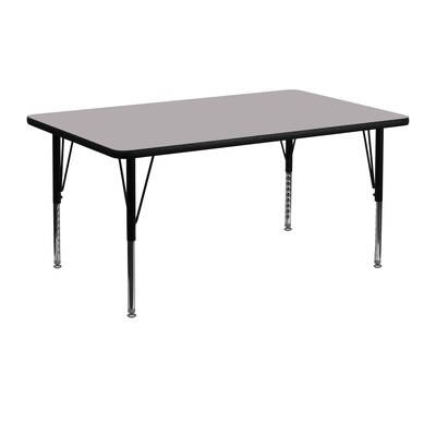 Flash Furniture 16 1/8-25 1/8H x 24W x 48D 16 Gauge Tubular Steel Rectangular Activity Table, Gray