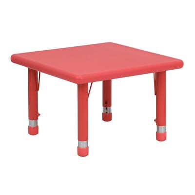 Flash Furniture 14 1/2 - 23 3/4 H x 24 W x 24 D Plastic Square Activity Table, Red