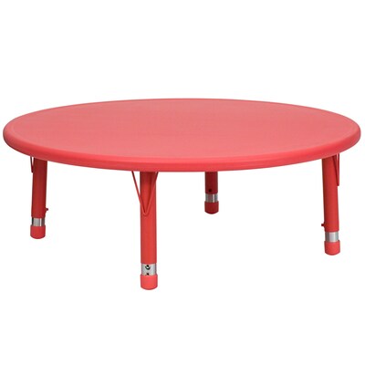 Flash Furniture 45 Plastic Round Height Adjustable Activity Table, Red