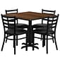Flash Furniture 36" Square Walnut Laminate Table Set With 4 Ladder Back Metal Chairs, Black (HDBF1016)