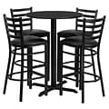 Flash Furniture 30 Black Laminate Table Set With 4 Ladder Back Metal Bar Stools, Black (HDBF1021)