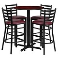 Flash Furniture 30 Mahogany Laminate Table Set With 4 Ladder Back Metal Bar Stools, Burgundy (HDBF1026)