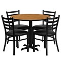 Flash Furniture 36 Natural Laminate Table Set With 4 Ladder Back Metal Chairs, Black (HDBF1031)