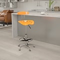 Flash Furniture Low Back Polymer Drafting Stool With Tractor Seat, Vibrant Orange